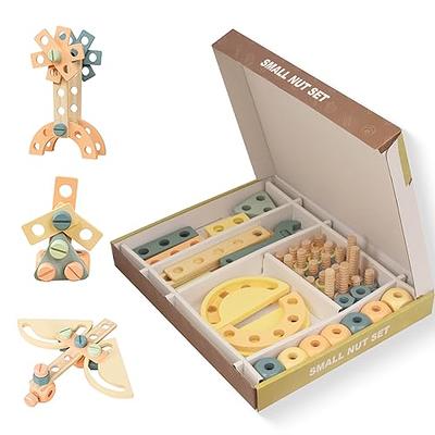 42 PCS Montessori Wooden Toys, Construction Tools Toy Set for for 2+ Year  Old Toddler Workshop - Educational Learning & Pretend Play Kit for Boys and