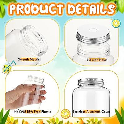 Norme 20 Packs Plastic Mason Jars with Lids and Straws Christmas Drink  Favors Plastic Juice Drinking Jars Bottles with Straws for Party Daily Use,  20