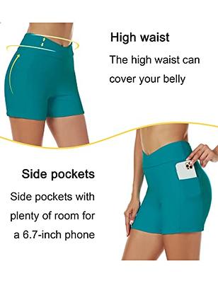 High Waisted Bathing Suit Bottoms Tummy Control Swim Shorts For