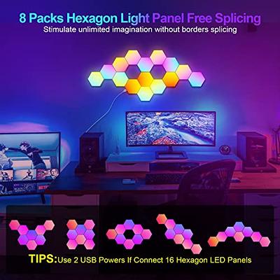 8Pack Hexagon Light Panels Smart RGB LED Lights w/Music Sync App Remote  Control