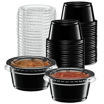 250 Pack] 3.25 oz Portion Cups with Lids- Small Condiment Containers for  Salad Dressing, Salsa & Dipping Sauce, Souffle, Slime, Sample, Spice, Jello  Shots, Disposable Reusable Translucent Ramekins 