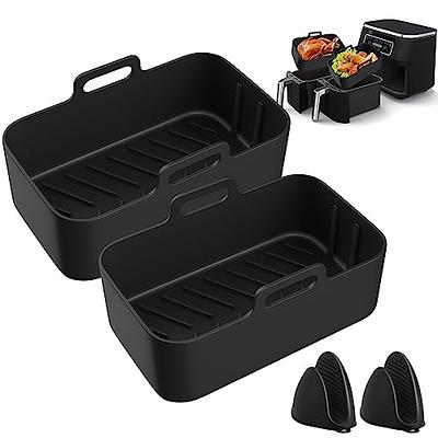 2PCS Air Fryer Silicone Pot for Ninja Foodi Dual DZ201, Reusable Air Fryer  Liner for Ninja 8QT with Mitts Basket Accessories (Black) - Yahoo Shopping