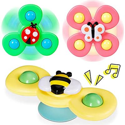 Futata 3X Baby Suction Cup Spinning Top Bath Toy B Spinner Cartoon Toys Toddler Travel Baby Toys 12-18 Months,Sensory Toys for Toddlers 1-3,Birthday