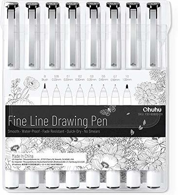 8pcs Micron Fine Liner Pens - Archival Black Ink Pens - Pens For Writing,  Drawing, Or Journaling - Assorted Point Sizes