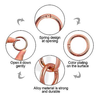 Spring O Rings, Spring Snap Clip Hooks Zinc Alloy Round Metal Split Rings Small Clamp Clasp Keyring Buckle for Bag Purse Art