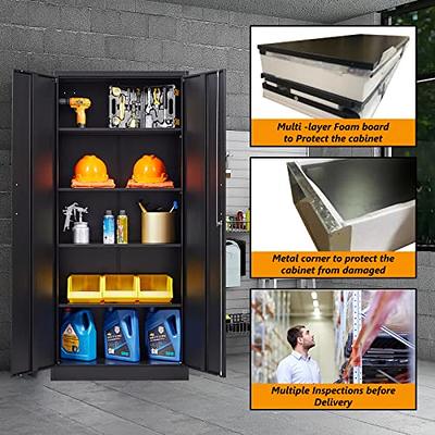 GangMei 72 in Metal Storage Cabinet with Wheels and Pegboard, Steel Garage  Cabinet with Lock, Rolling Tool Storage Cabinet with 4 Adjustable Shelves