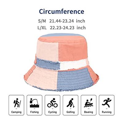 GuanGu Ripped Denim Bucket Hats for Women Washed Packable Summer