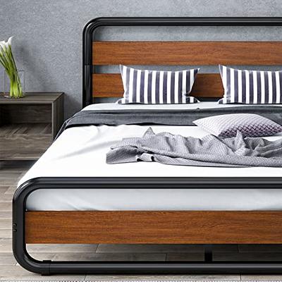 Zinus Suzanne 14 inch Platform Bed Without Headboard King Brown