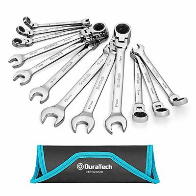 Premium Stubby Combination Wrench Set with Roll-up Pouch, 11-Piece