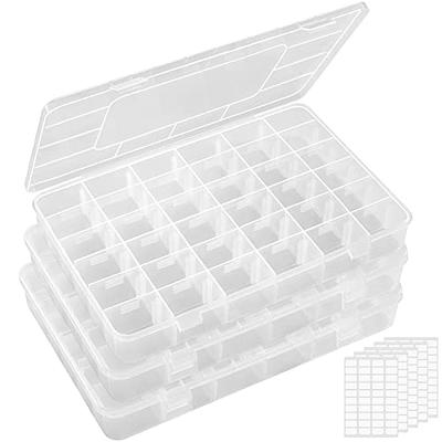 2 Pack 24 Grids Clear Plastic Organizer Box Storage Container with  Adjustable Divider Craft Organizers and Storage Bead Storage Organizer Box  for DIY Jewelry Tackles with 2 Sheets Label Stickers