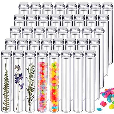 ULTECHNOVO 60 pcs Candy Tube Bottle Storage Tubes with caps Science Party  Test Tubes with Cork stoppers Small Test Tubes with lids Transparent  Storage