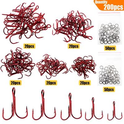 Ghanneey Fishing Red Treble Hooks Kit High Carbon Steel Hooks with