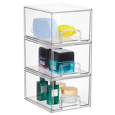 Syntus 4 Piece Set Stackable Makeup Organizer Drawers, 4.4'' Tall Acrylic  Bathroom Storage Drawer, Plastic Cosmetics Storage Box for Vanity