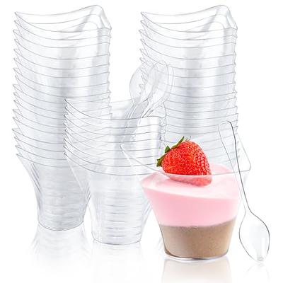 Qeirudu 50 Pack 8 oz Square Plastic Dessert Cups with Lids and Sporks,  Disposable Cake Cups Yogurt Parfait Containers for Fruit, Pudding, Mousse,  Ice Cream and Strawberry Shortcake - Yahoo Shopping