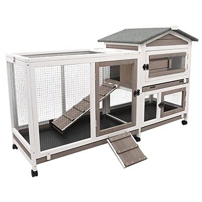 Gowoodhut Rabbit Hutch Indoor Outdoor 2 Story Bunny Cage with 3 No Leak  Trays,55.31" L Guinea Pig Cages Rabbit Cage with 6 Wheels for Guinea Pig,Rabbit,Hamster,Chicks(White/Grey)  - Yahoo Shopping