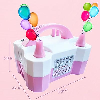 Electric Air Balloon Pump Portable Dual Nozzle Electric Balloon Blower Air Pump Balloons Inflator for Decoration Party Sport, Red