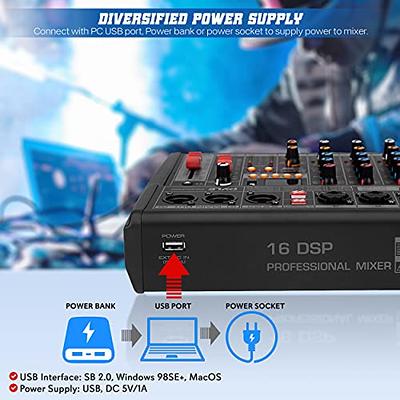 Phenyx Pro Professional DJ Mixer w/USB Audio Interface, 4-Channel Sound  board Audio Mixer w/Stereo Equalizer, 16 DSP Effects, Ideal for Stage, Live