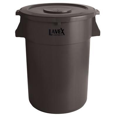 Lavex 20 Gallon Green Round Commercial Trash Can with Lid and Dolly