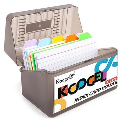  OFFILICIOUS Black Index Card Holder 4x6 - Index Card Box With  Dividers, Ruled Cards & Stickers - Index Card Organizer Case, NoteCard  Holder, Recipe Card Storage Box - Flash Card