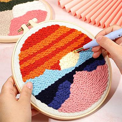 FISHEVO 2 Pcs Punch Needle Embroidery Starter Kits, DIY Punch Needle Craft  Embroidery Pattern Cloth Pen Hoop Yarn Rug Accessories for Adults Beginner,  Handcraft Punch Needle Kits - Yahoo Shopping