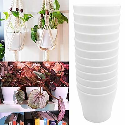 4.8 inch Plastic Planters, Indoor Plant Flower Succulent Pots, Gardening  Containers with Drainage and Saucer for Home Decoration and Seeding Nursery