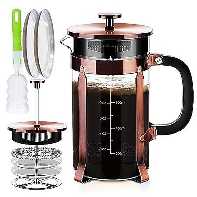 YMMIND French Press Coffee Maker 304 Stainless Steel Coffee Press,with 4  Filters System, Heat Resistant Thickness Borosilicate French Press Glass,  BPA-Free Brewed Tea Pot Coffee Plunger - Yahoo Shopping