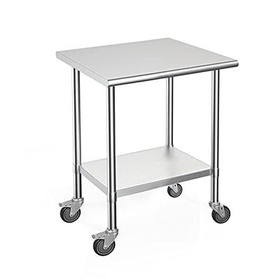 Fashionwu Stainless Steel Table, 24 x 47 Inches Folding Heavy Duty