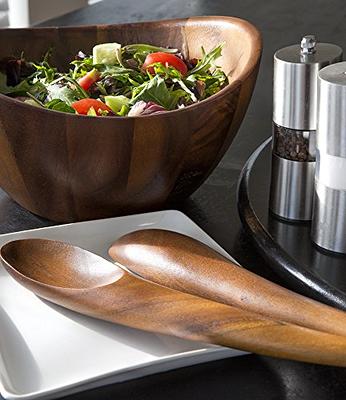 Salad Bowl with Lid, Large Salad Bowl with Tongs, Bamboo Fiber