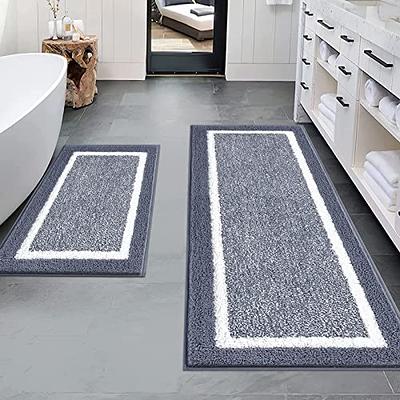 BYSURE Navy Blue Memory Foam Bathroom Rug Set 3 Piece Non Slip Extra  Absorbent Shaggy Bathroom Mats and Rugs Sets, Soft & Dry Bath Mat Sets for