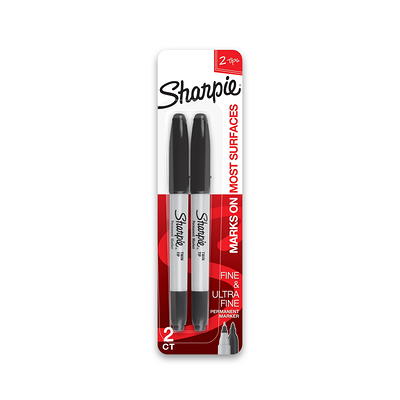 Sharpie 32001 Twin-Tip Black Fine and Ultra-Fine Point Permanent Marker -  12/Pack