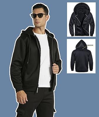 Men's Premium Athletic Soft Sherpa Lined Fleece Zip Up Hoodie Sweater  Jacket (Black,S)
