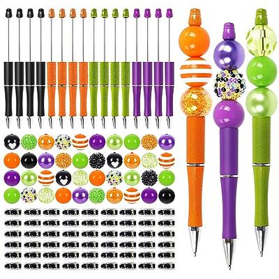 Crtiin 50 Pcs Plastic Beadable Pen Bead Pen Bulk Shaft Ink
