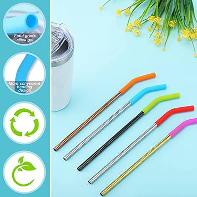 Dingion 24 Pcs Food Grade Silicone Straw Elbows Tips Wide