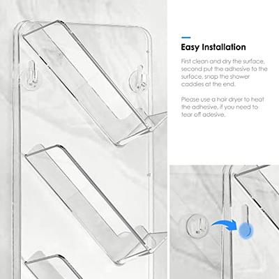 Acrylic Shower Caddy Shelves, Clear Slanted Shampoo Holder, Wall Mounted,  Transparent Adhesive Shower Rack