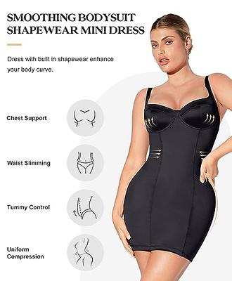 Popilush Satin Dress for Women Shapewear Dress Bodycon Built in