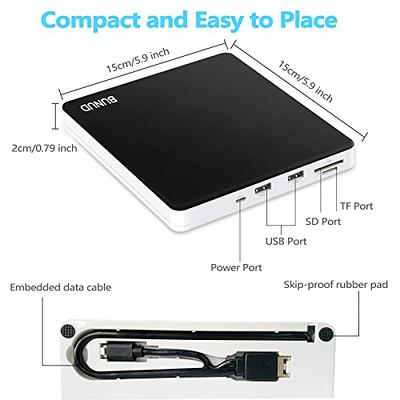 NOLYTH External CD DVD Drive with SD/TF Port Portable CD/DVD Burner USB  3.0/USB C CD/DVD +/-RW Optical Disk Drive Reader Disc Writer DVD Player for