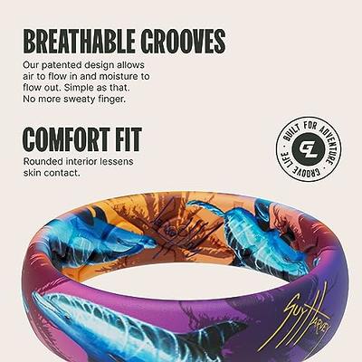 Groove Life Guy Harvey Dolphin Sunset Thin Silicone Ring - Breathable Rubber  Wedding Rings for Women, Lifetime Coverage, Unique Design, Comfort Fit Ring  - Size 7 - Yahoo Shopping