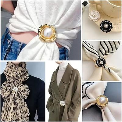 OVNMFH Women's Elegant Pearl Floral Scarf Ring Clip, 4Pcs Fashion Retro  Camellia Flower Scarf Ring Clip, Multi-Functional Clothing Tie Fastener  Belt Buckle Rose Ring Clip (Inner Diameter 1.8cm) - Yahoo Shopping