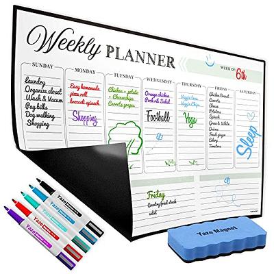 Cinch Magnetic Dry Erase Calendar and Whiteboard Bundle for Fridge 2 Boards  Included - 17x12 - 6 Fine Tip Markers and Large Eraser with Magnets-  Monthly Whiteboard Dry Erase Board 