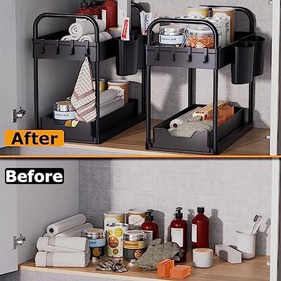 GEMWON Under Sink Organizer, 2 Tier Sliding Bathroom Organizer Cabinet  Storage with Hooks, Hanging Cups, Handles, Multi-purpose Under Sink Shelf  Organizer for Bathroom Kitchen(1 Pack) - Yahoo Shopping