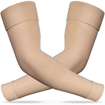 MGANG Lymphedema Compression Arm Sleeve for Women Men, Opaque, 15-20 mmHg  Compression Full Arm Support with Silicone Band, Relieve Swelling, Edema