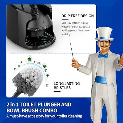 MR.SIGA Toilet Bowl Brush and Holder, Premium Quality, with Solid Handle  and Durable Bristles for Bathroom Cleaning, Gray, 1 Pack