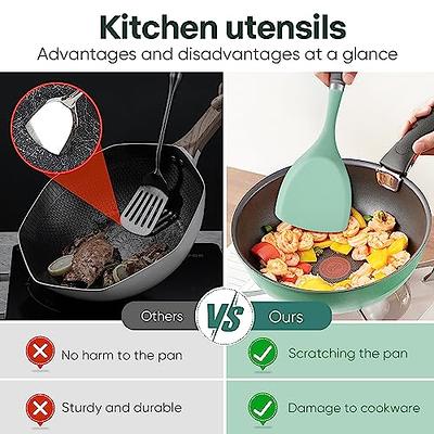 2PCS Silicone Kitchen Utensil Set Non-Toxic And Non Stick Cookware,  BPA-free Safety Kitchen Utensils Set 