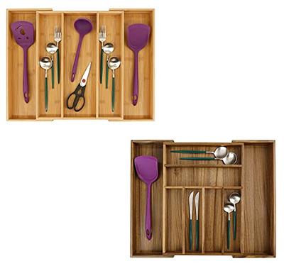 Zulay Kitchen Expandable Bamboo Kitchen Drawer Organizer