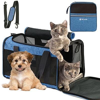 Pets Carrier 17x11x9.5 Alaska Airline Approved,Pet Travel Carrier Bag for  Small Cats and Dogs, Soft Dog Carrier for 1-10 LBS Pets,Dog Cat Carrier  with Safety Lock Zipper(Black)