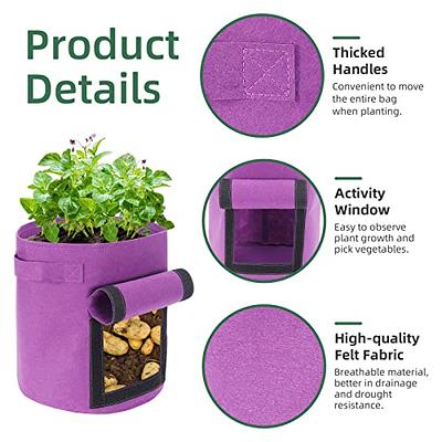 Vegetable Grow Bags,5 PCS Plant Grow Bags Breathable Garden Growing Bag  Planting Tomato Fabric Pots Garden Planter Container With Strap Handles For  Home,Potato,Carrot Planter Bags-7Gallon 