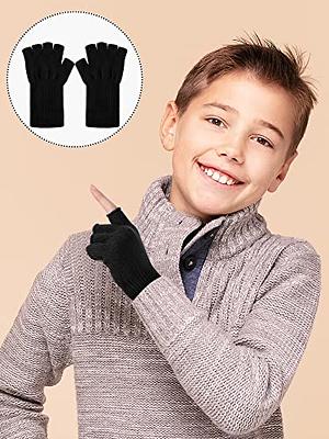 Janmercy 9 Pairs Fingerless Gloves Kids Finger Half Winter Gloves with Long  Cuff Solid Color Winter Warm Knitted Typing Writing Gloves for Kids Boys  and Girls - Yahoo Shopping