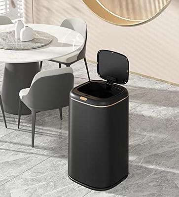 Sooyee 2.4 Gallon Slim Smart Trash Can, Black, Plastic