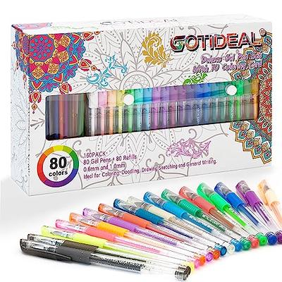 160 Pack Glitter Gel Pens Set, Shuttle Art 220% Ink Glitter Gel Pen 80 Colored Gel Pens Plus 80 Refills for Adult Coloring Books Craft Doodling