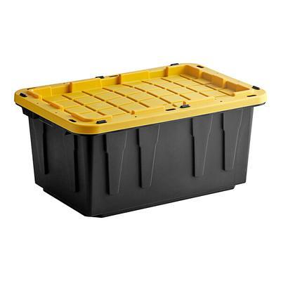 Cetomo 16Qt*4 Durabilt Flip Lid Stackable Heavy Duty Tough Storage  Container Tote, Plastic Storage Bins, Storage Box, Black Base with Yellow  Lid (4